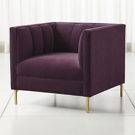 Modern Velvet Box Accent Chair
