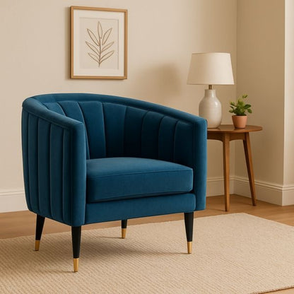 Fluted Velvet Barrel Accent Chair