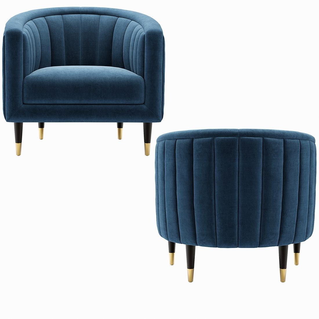 Fluted Velvet Barrel Accent Chair