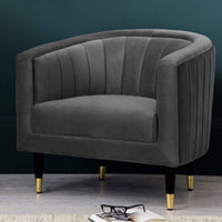 Fluted Velvet Barrel Accent Chair