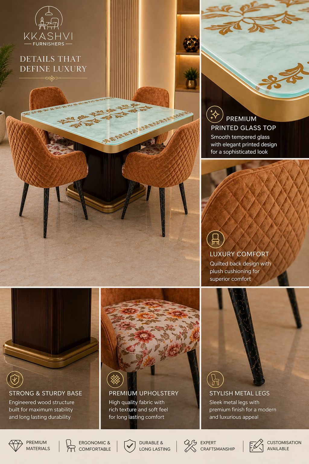 NERO LUXE DINING SET (4- SEATER )