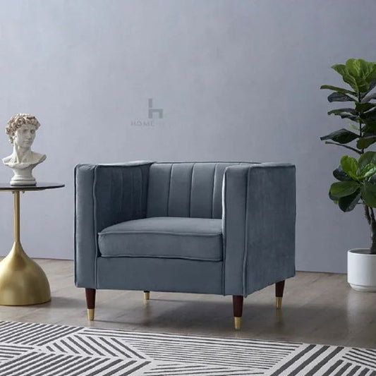 Modern Velvet Box Accent Chair